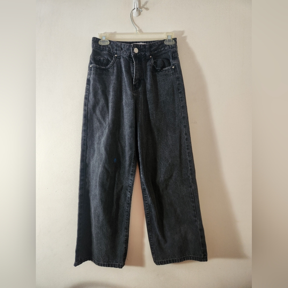 Refuge Denim Black Wide-Leg Jeans
